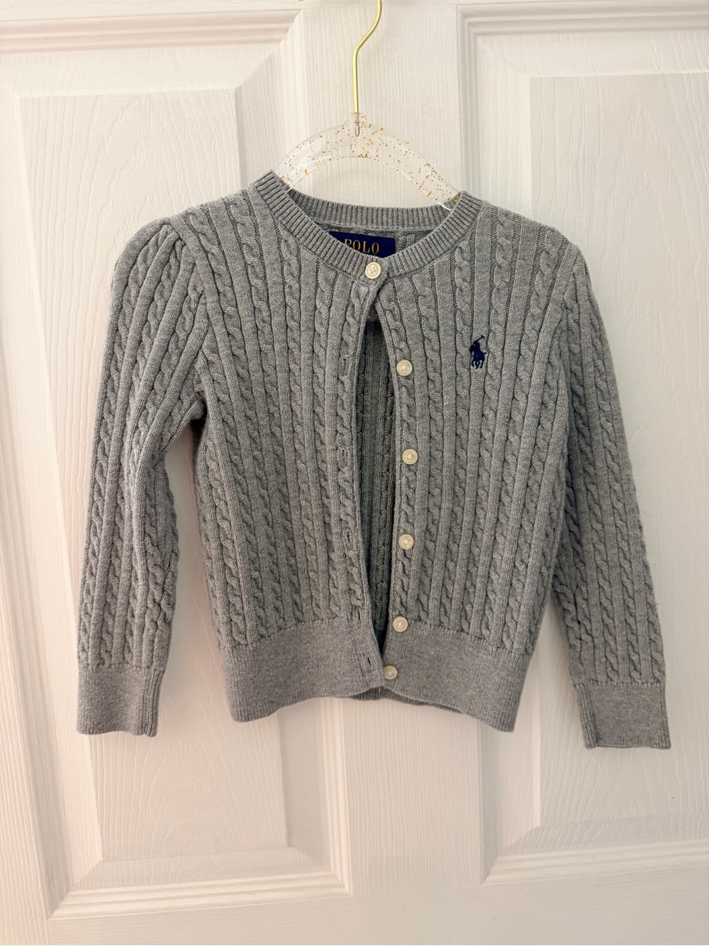 Polo Ralph Lauren Girls Gray Cable Knit Cardigan Sweater Size 3T